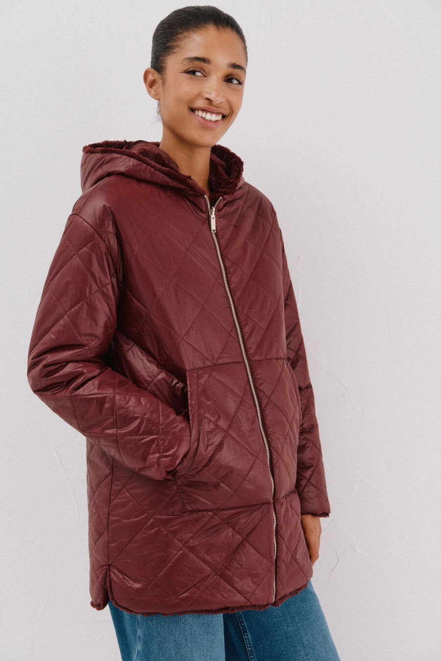 Anorak acolchado reversible efecto pelo