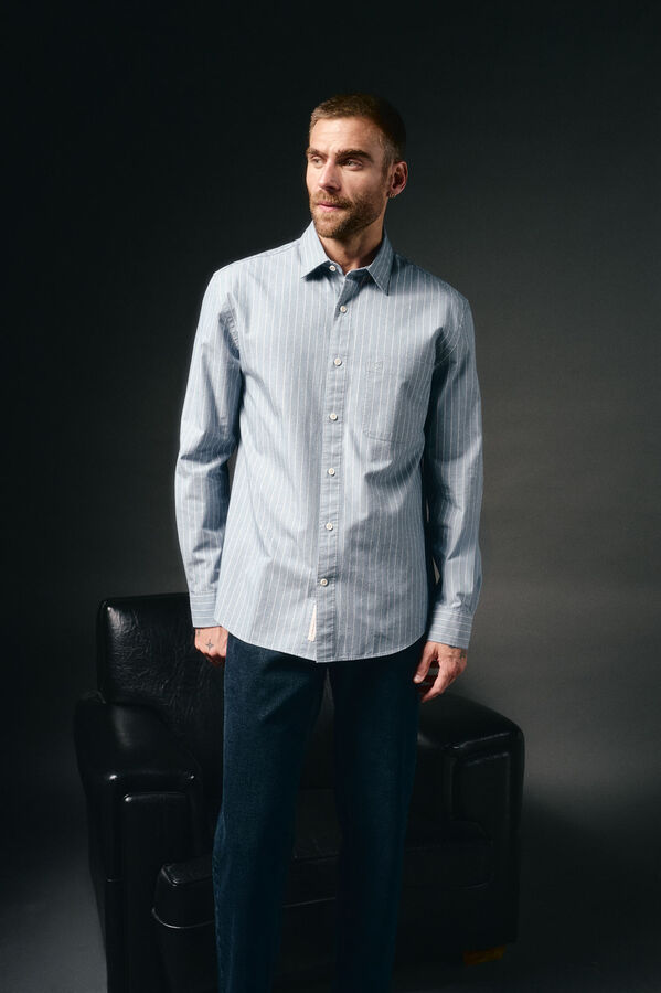 OOTO Camisa rayas twill Azul oscuro