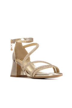 XTI Sandalia metalizada con tac&oacute;n