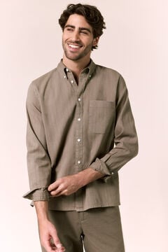 OOTO Camisa rayas lino manga larga