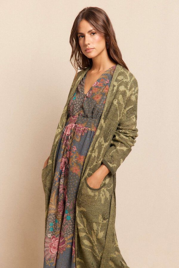 Slowlove Chaqueta larga jacquard verde