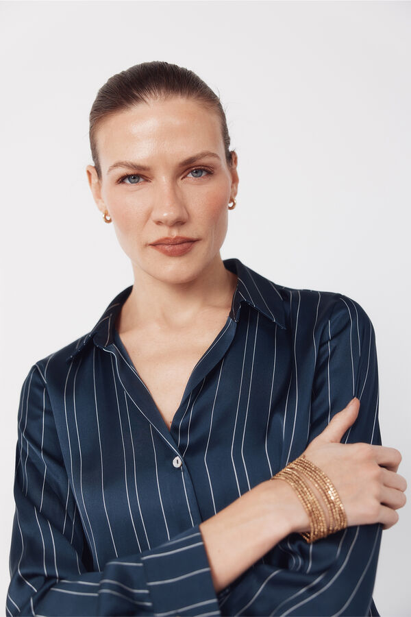 Cortefiel Camisa acetinada Azul