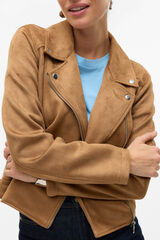 Vero Moda Blus&atilde;o em camur&ccedil;a com tachas Castanho