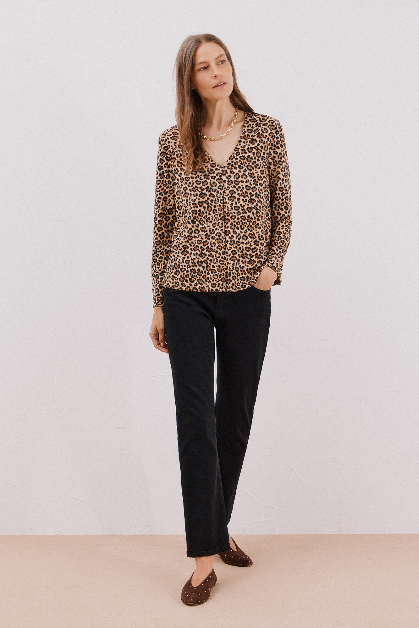 Cortefiel Top plissado flu&iacute;do