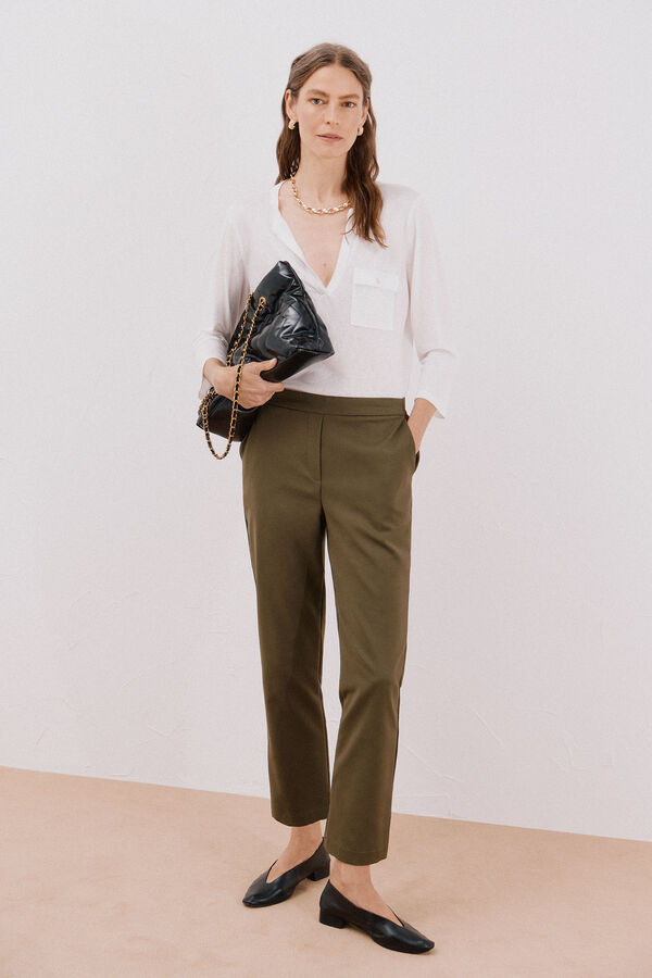 Cortefiel Camiseta cuello mao efecto lino Blanco