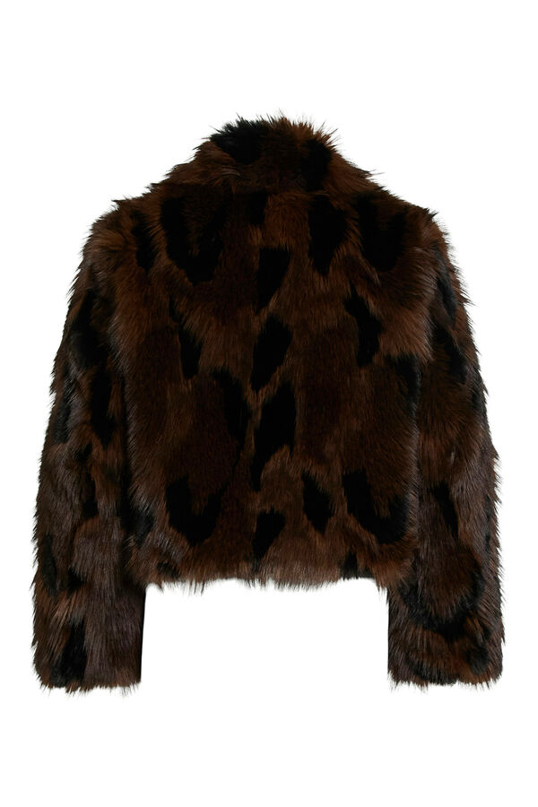 Vila Casaco de pele sobretudo com lapelas Castanho