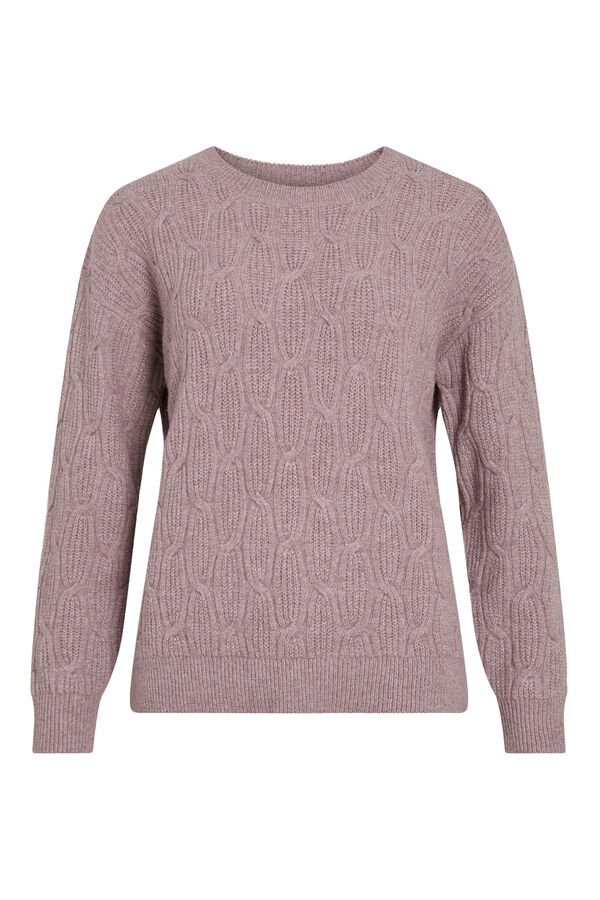 Vila Round neck - cross-knit jumper Pink