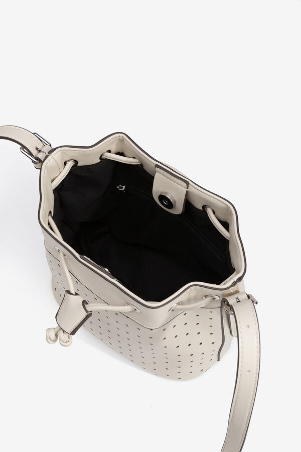 Vilanova Bolso bucket efecto piel perforada Marfil