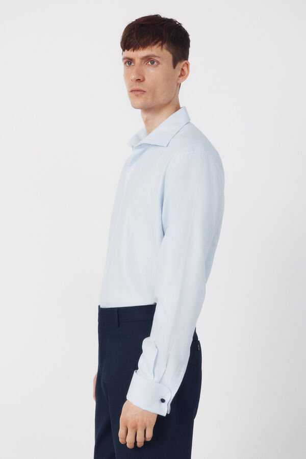 Cortefiel Plain easy-iron dress shirt Blue