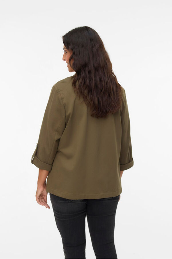 Vero Moda Curve Blazer feminino aberto com lapela grande Verde