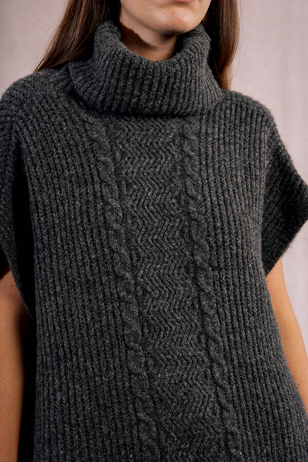 Molly Bracken Asymmetrical poncho with high neck Grey