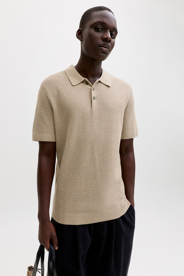 Jack & Jones Polo punto algod&oacute;n Beige