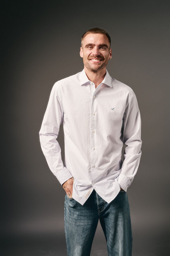 OOTO Camisa rayas popel&iacute;n Blanco