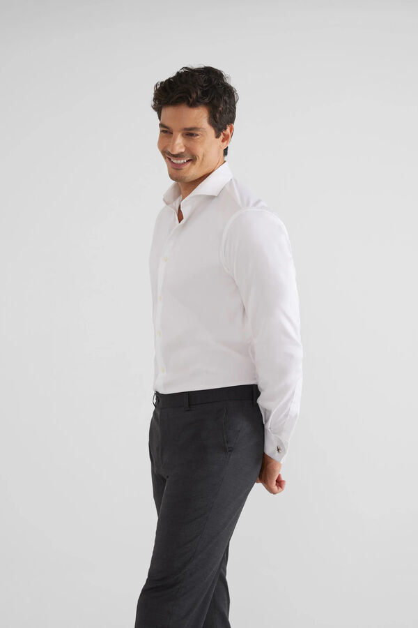 Silbon Camisa de vestir punho duplo easy iron Branco