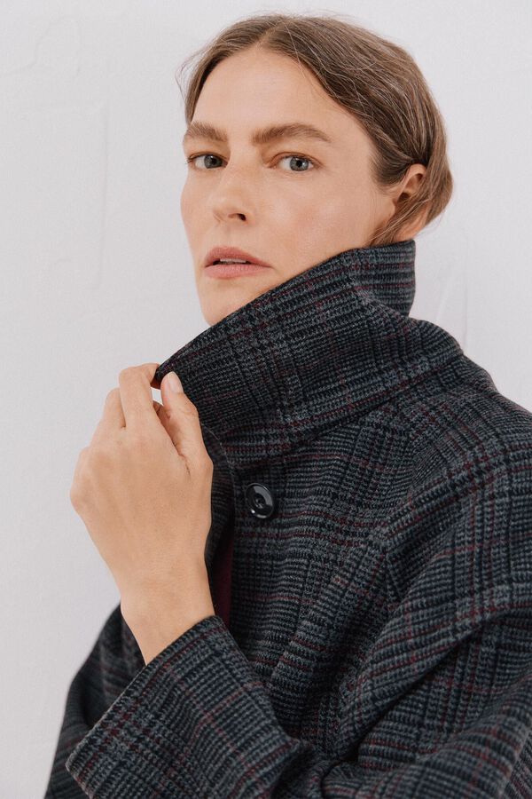 Cortefiel Short fabric coat Printed grey