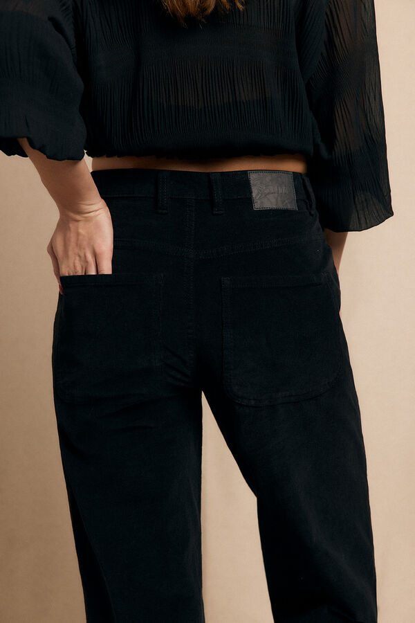 Slowlove Calças de veludo cotelê Preto