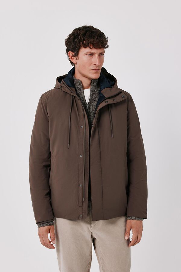Cortefiel Short hooded parka Beige