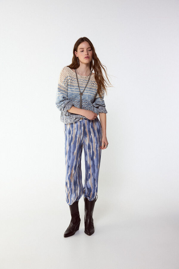 Slowlove Jersey punto calado Azul