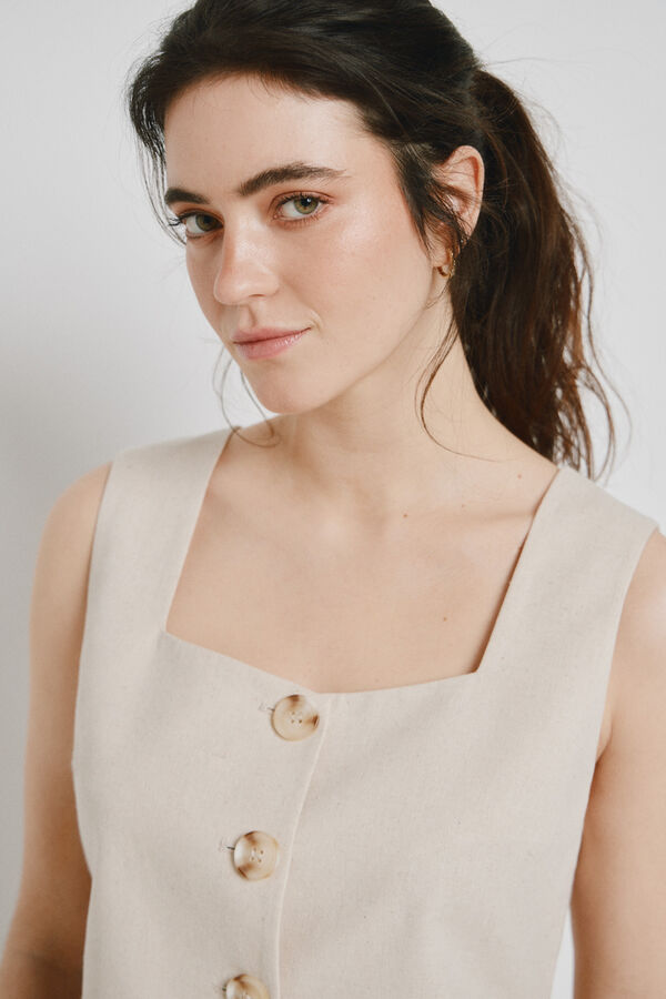 Vero Moda Vestido corto de algod&oacute;n Beige