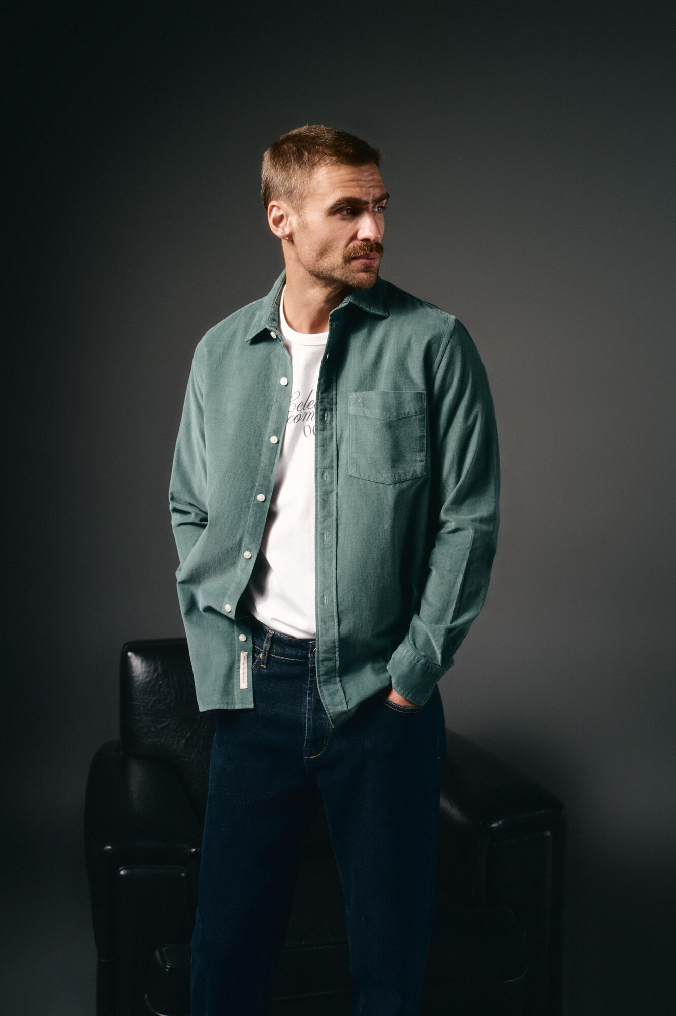 OOTO Camisa de microveludo lisa