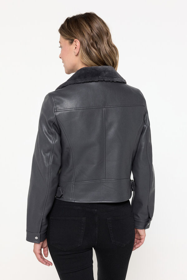 Vero Moda Cazadora corta efecto piel Gris oscuro