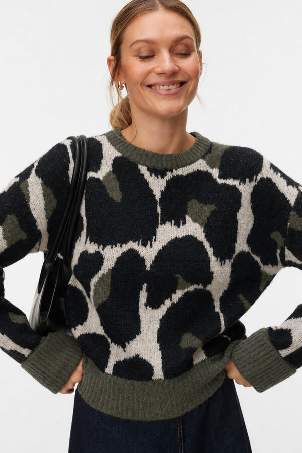Vero Moda Jersey de punto estampado Verde oscuro