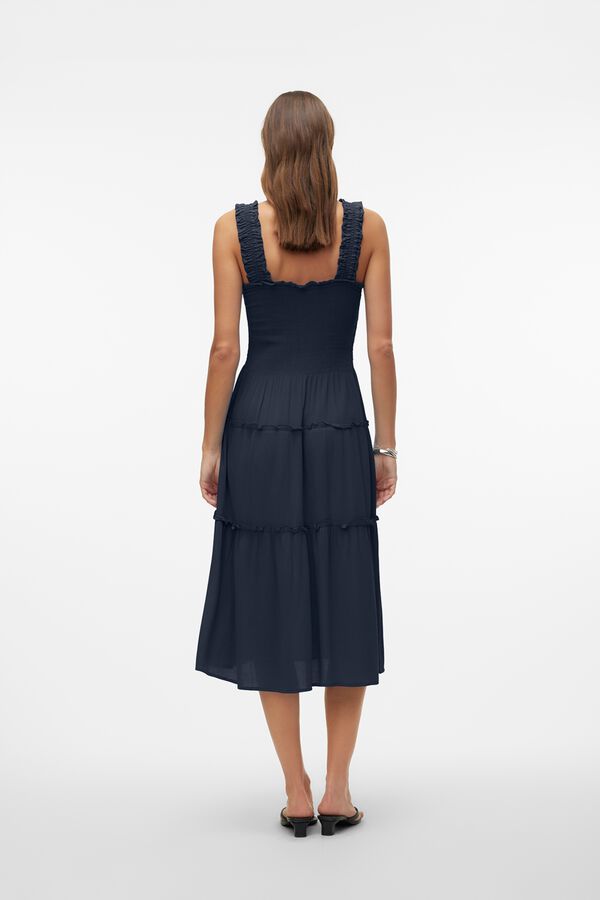 Vero Moda Vestido con el&aacute;stico corte midi Azul marino