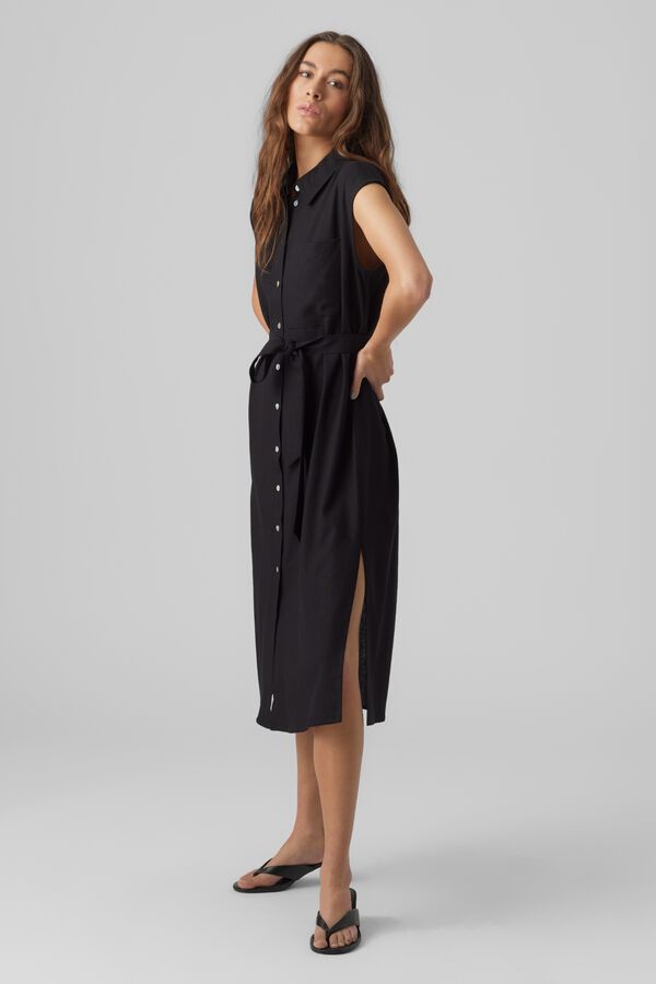 Vero Moda Vestido 7/8 camisero Black