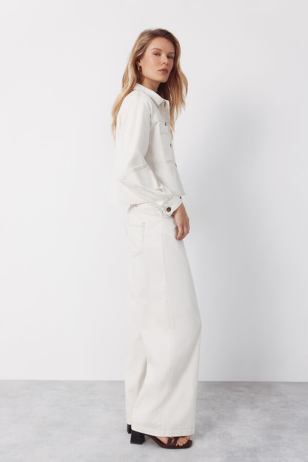 Cortefiel Soft denim shirt Ivory