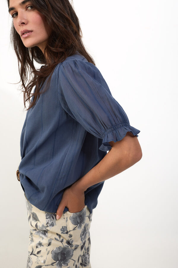Slowlove Blusa dobby fluida Azul