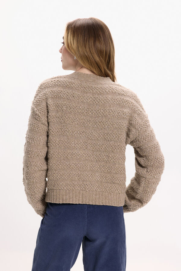 Vila Buttoned jersey-knit cardigan with wool Nude