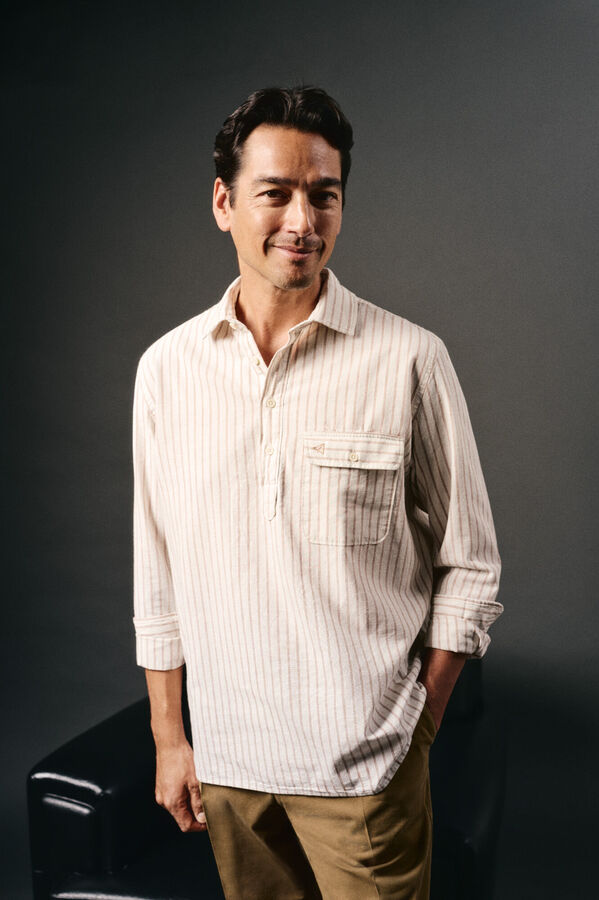 OOTO Polera de algod&oacute;n con lino Ecru