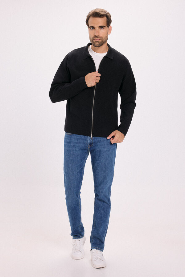 Jack & Jones Cardigan de fecho-&eacute;clair com malha Preto