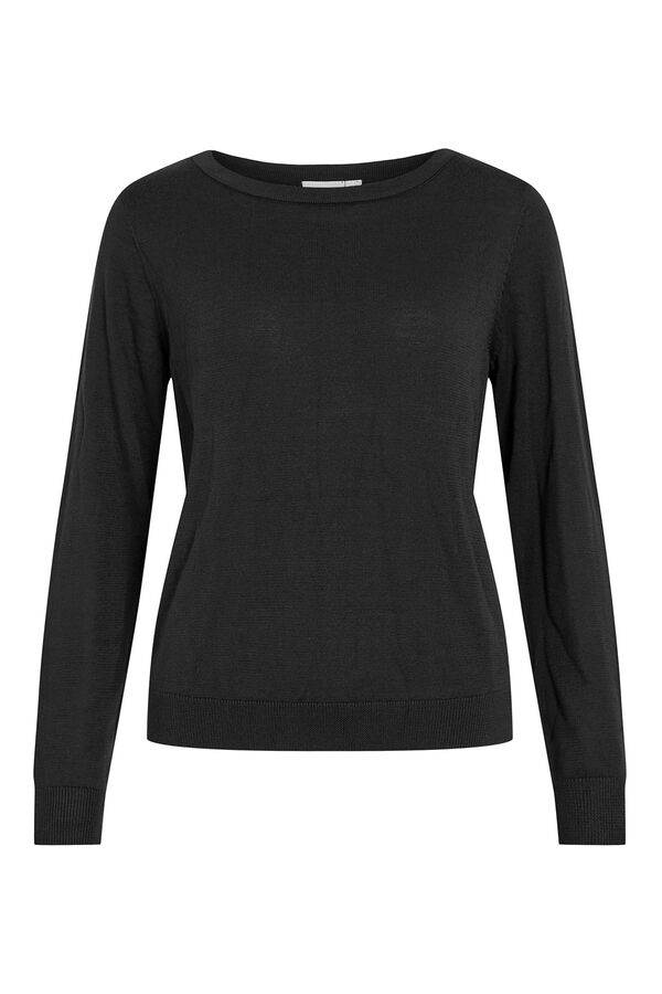 Vila Viscose jumper with buttons on the cuffs Black