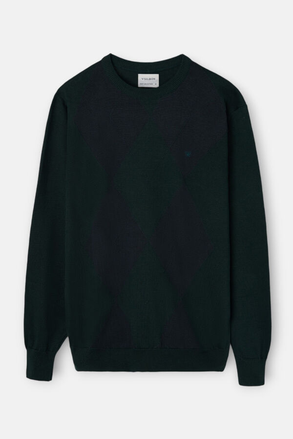 Silbon Camisola retr&ocirc; com estampa de diamantes Verde