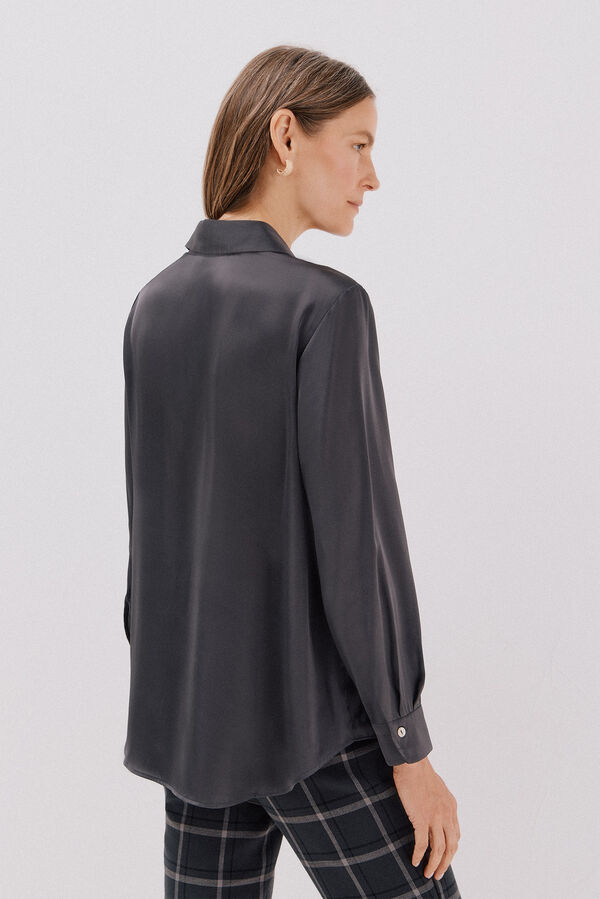 Cortefiel Camisa acetinada Cinzento