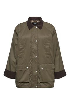 Vero Moda Curve Parka ligera con cuello de pana Verde