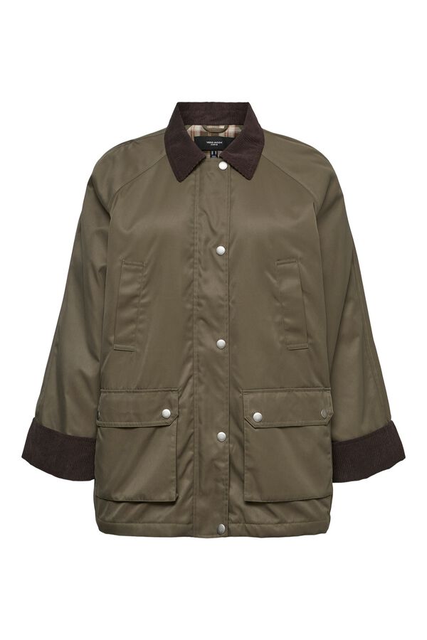 Vero Moda Curve Parka ligera con cuello de pana Verde