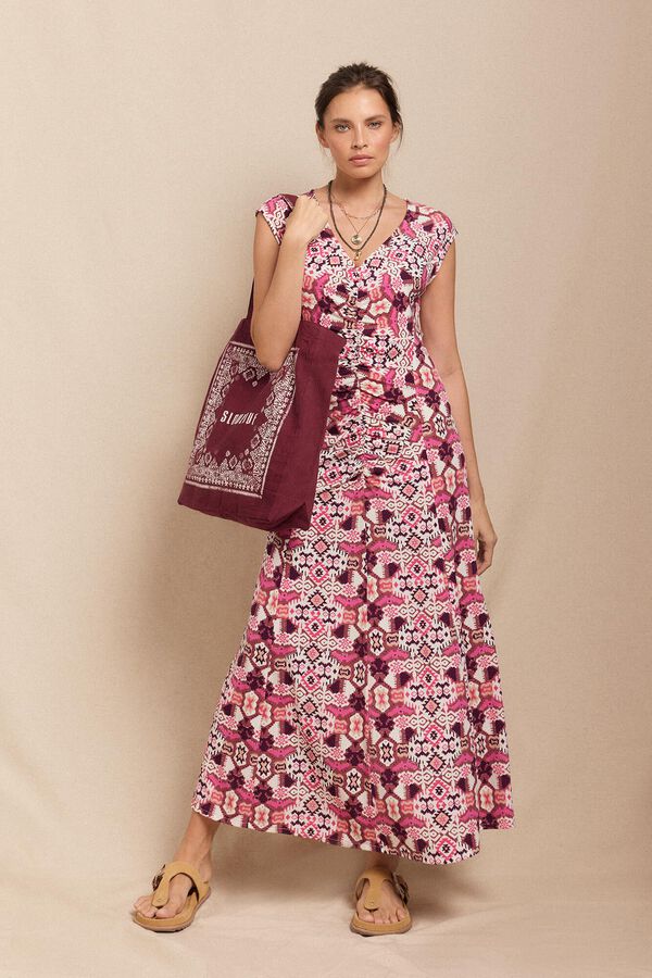 Slowlove Vestido punto estampado frunce Several