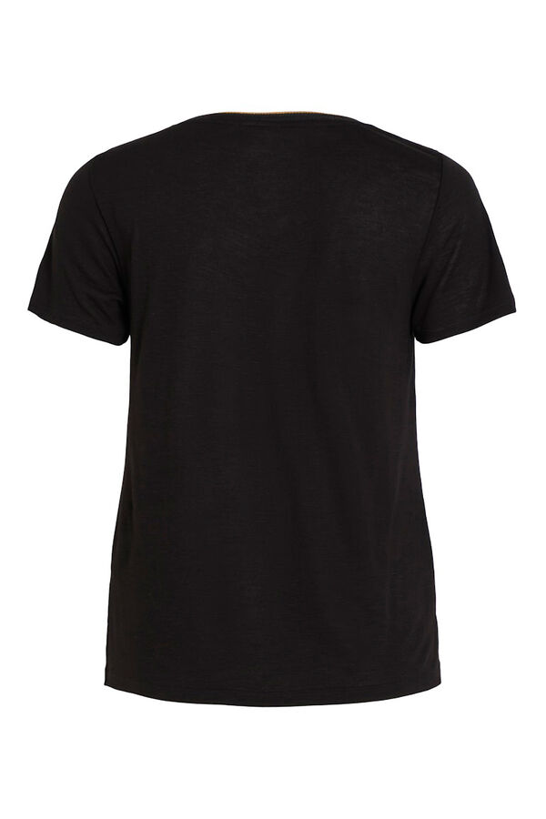 Vila T-shirt de manga curta em viscose Preto