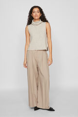 Vila Chaleco de punto de cuello vuelto Beige