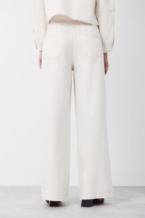 Cortefiel Soft palazzo jeans Ivory