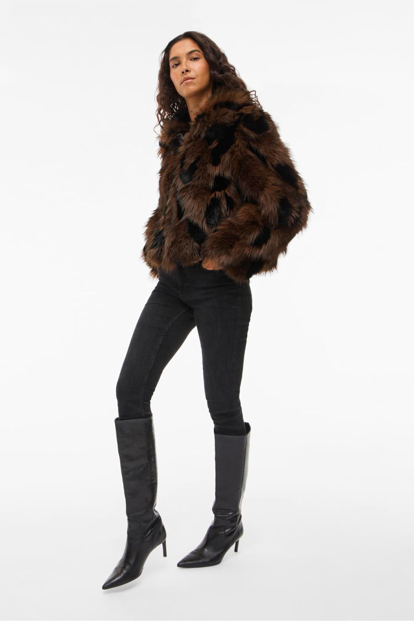 Vila Casaco de pele sobretudo com lapelas