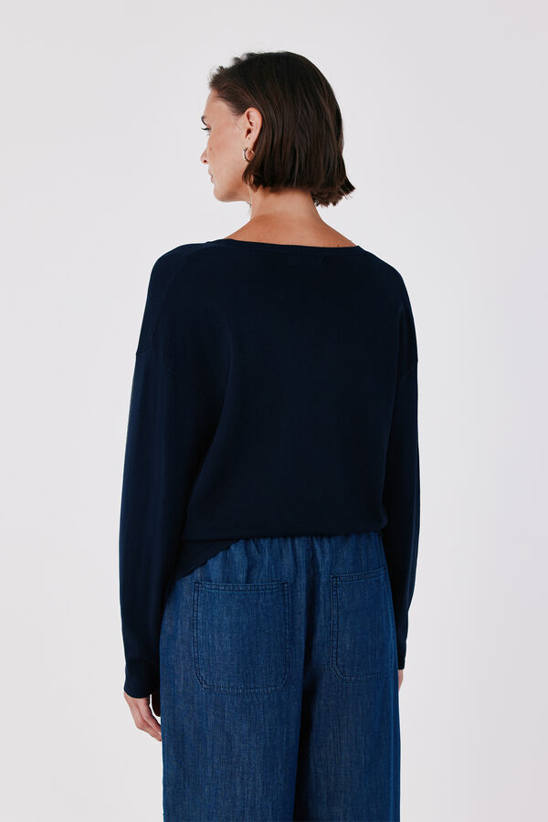 Cortefiel Camisola com decote em bico Azul