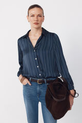 Cortefiel Camisa acetinada Azul