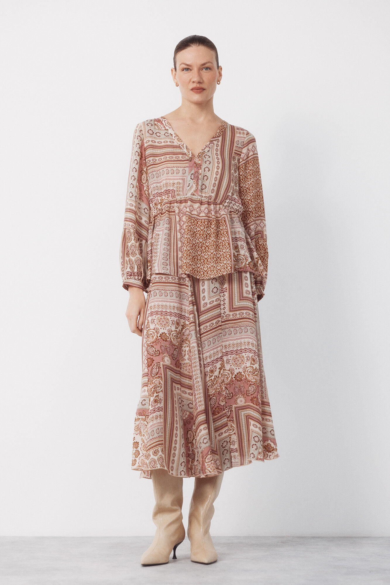 Cortefiel Falda quillas estampada