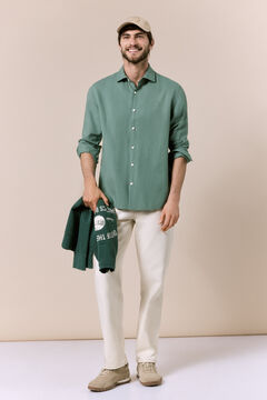 OOTO Camisa algod&oacute;n lino manga larga