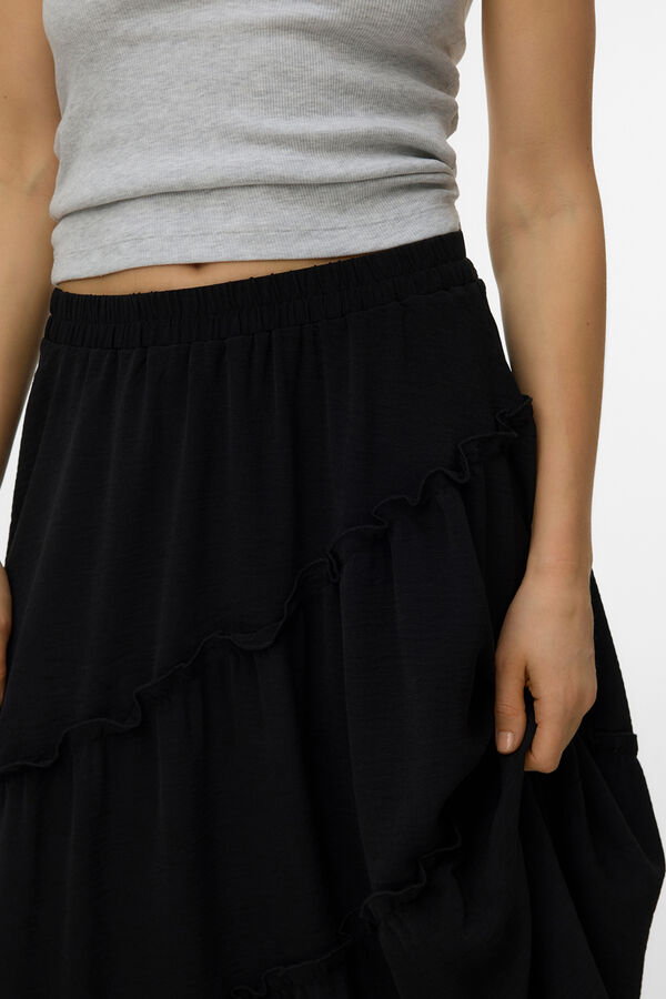 Vero Moda Falda midi con volantes Black