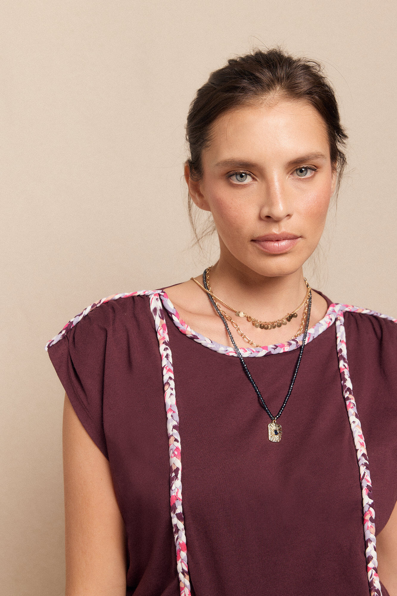 Slowlove Camiseta trenza fruncida