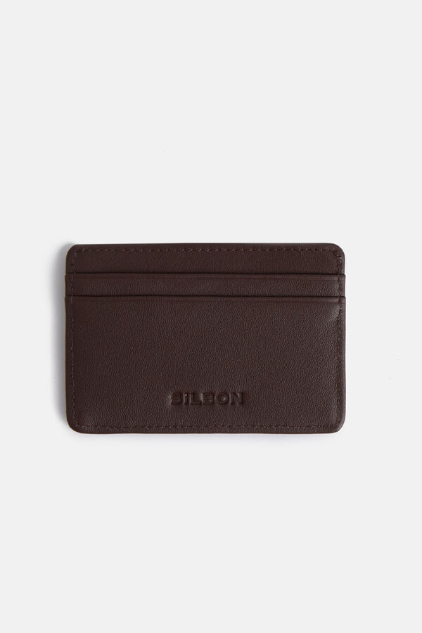 Silbon Braided leather card holder Black